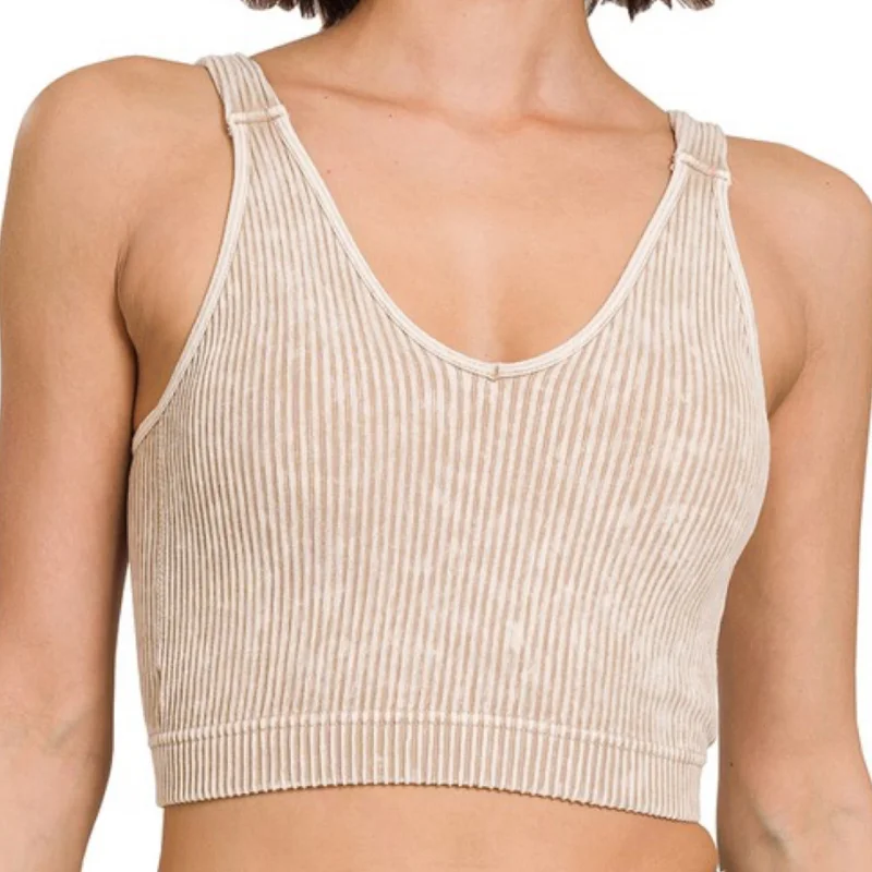 Elegant And Noble Into You Ribbed Crop Top Ash Mocha