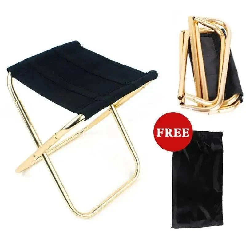 Classic Retro Outdoor Camping Chair Golden Aluminum Alloy Folding Chair With Bag Stool Seat Fishing Camping Classic Retro Outdoor Camping Chair Golden Aluminum Alloy Folding Chair With Bag Stool Seat Fishing Camping