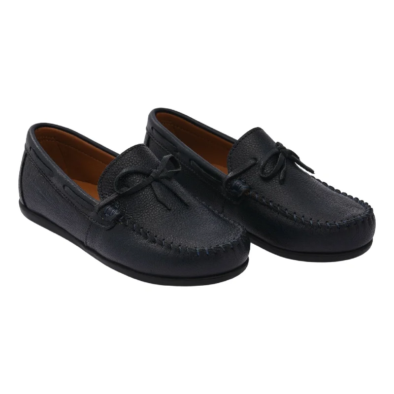 French Style Navy Moccasin Loafers
