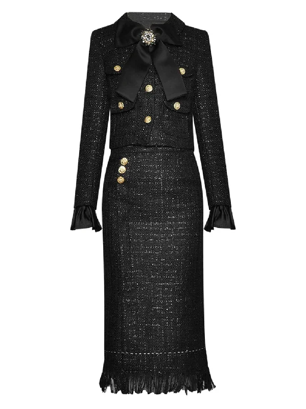 Cozy Sweaters MORENNE Tweed Jacket & Skirt Set