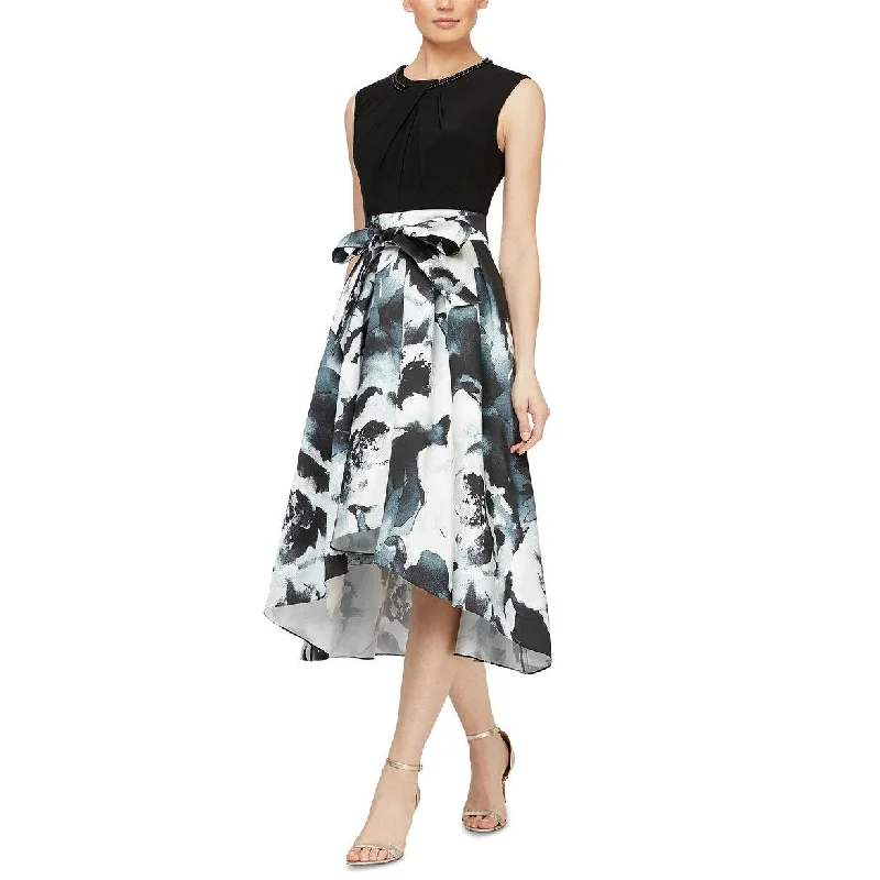 Exclusive Customization SL Fashions Women's Printed High Low Fit & Flare Dress Black Size 12 Exclusive Customization SL Fashions Women's Printed High Low Fit & Flare Dress Black Size 12