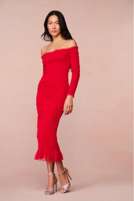 Weekend Style Avelle Smocked Tulle Midi Dress