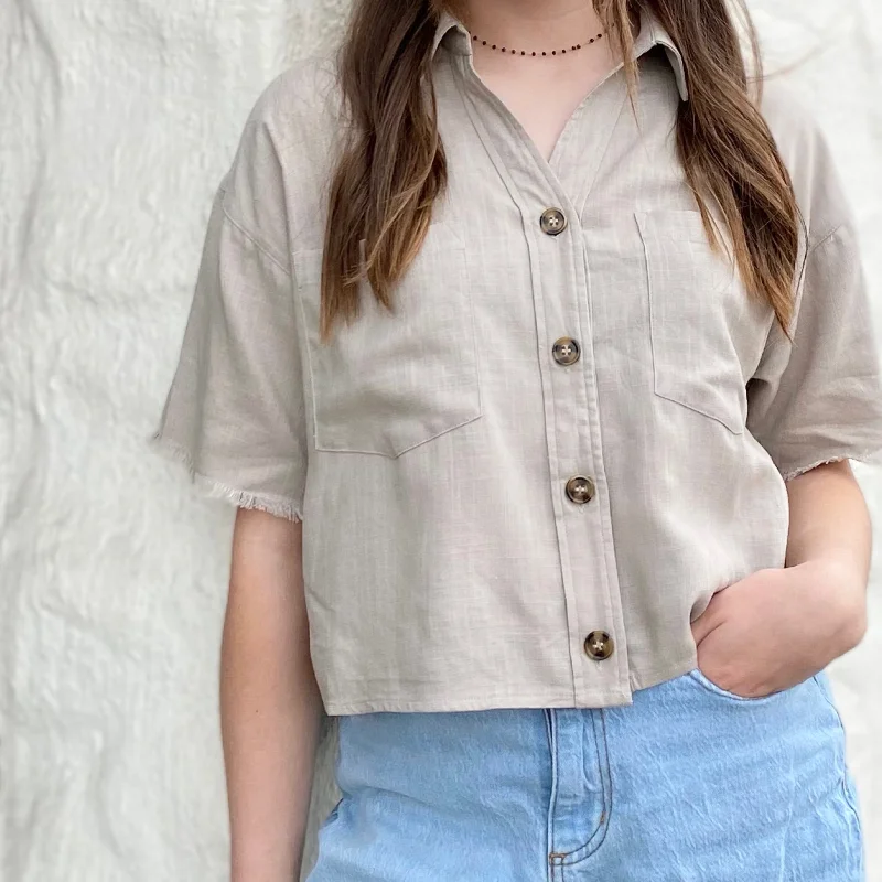 Elegant And Casual Fresh Start Fringe Detail Linen Top