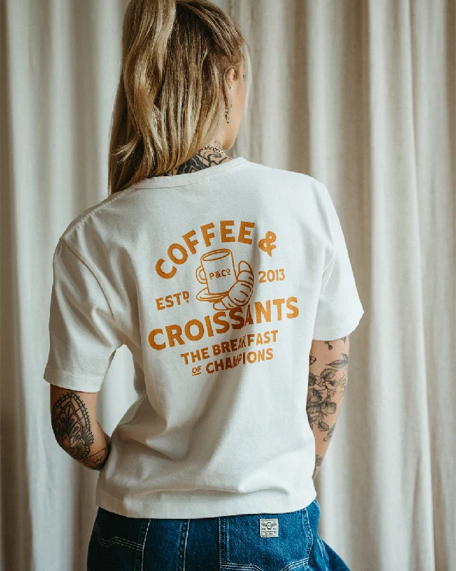 British Style Coffee & Croissants T-Shirt - Off White