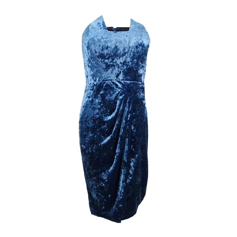 New Design JAX Women's Strapless Crushed Velvet Sheath Dress