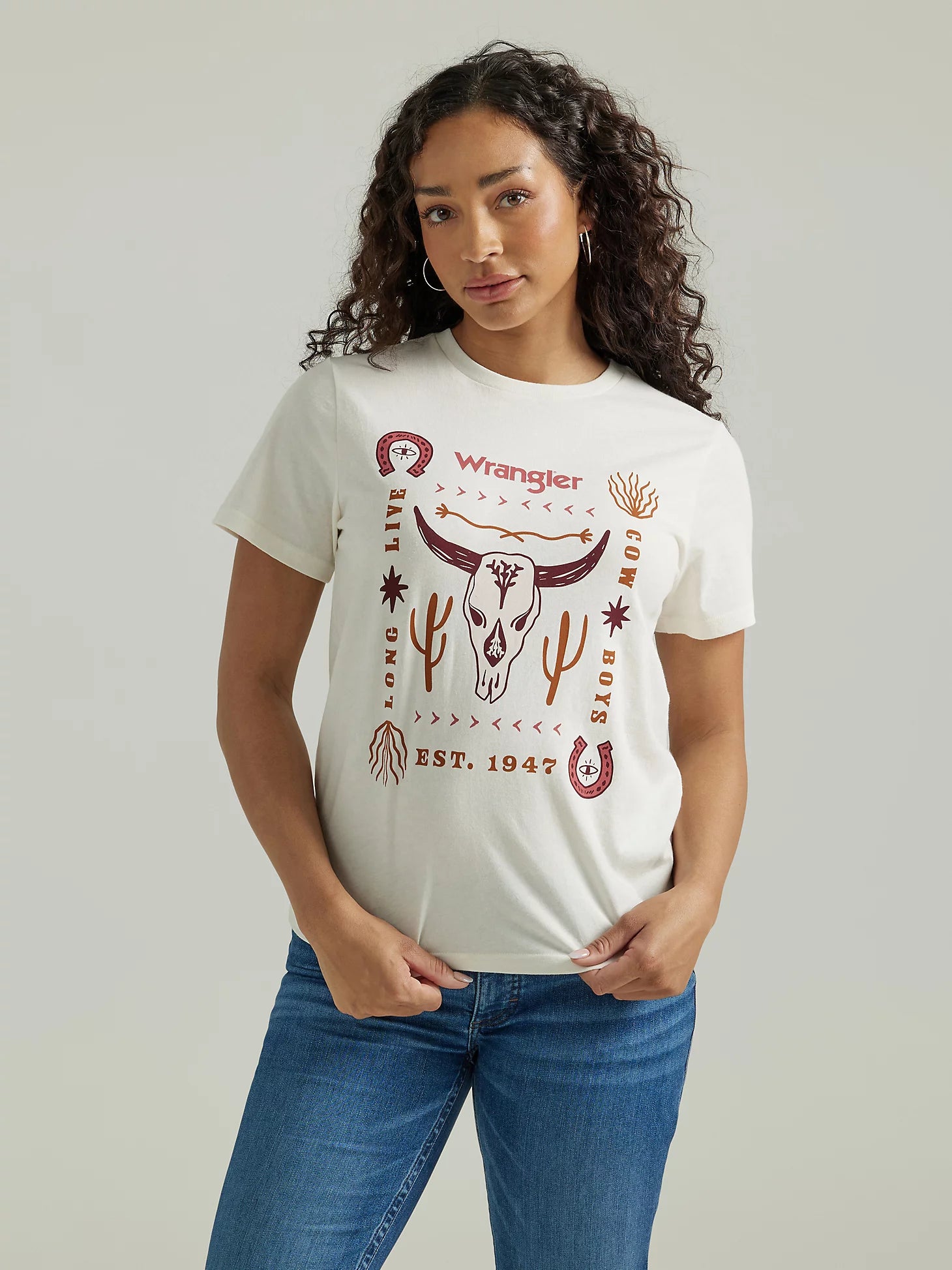 Cozy Chic WRANGLER MARSHMALLOW WESTERN GRAPHIC REG FIT TEE
