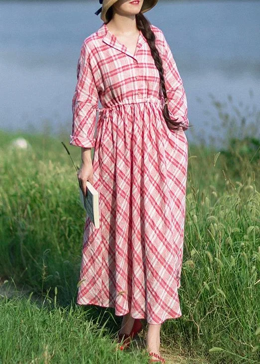 Comfortable Jeans Style Notched Summer Quilting Dresses Fashion Ideas Red Plaid Art Dress
