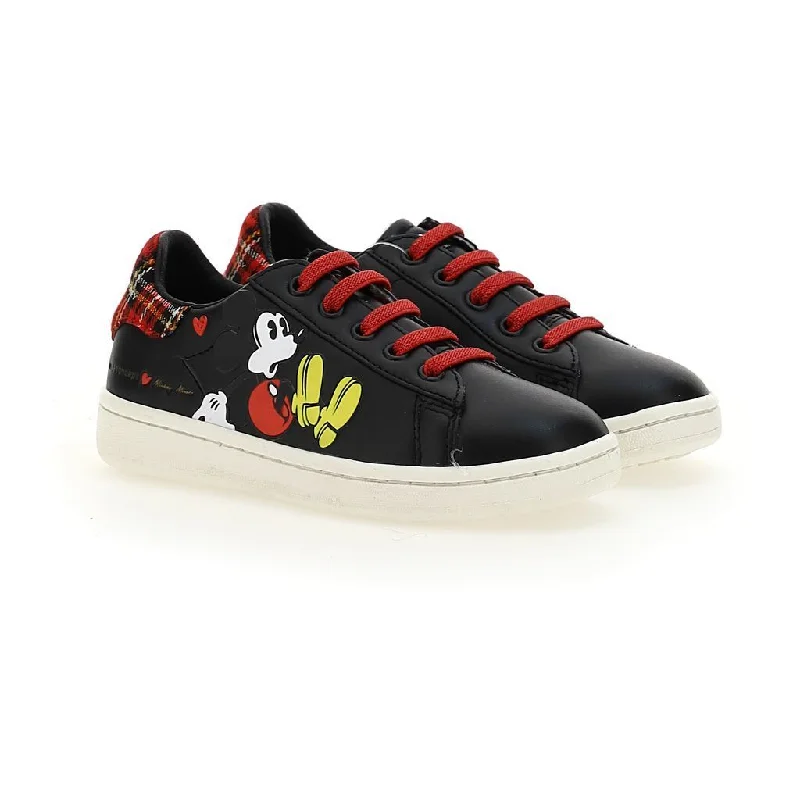 Sweet Breath Black Mickey Plaid Tab Sneakers