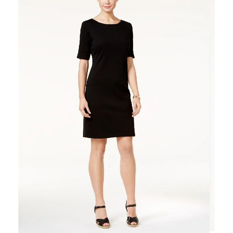 Smart Comfort Wear Karen Scott Boat-Neck Short-Sleeve Dress Deep Black Size Extra Large - X-Large Smart Comfort Wear Karen Scott Boat-Neck Short-Sleeve Dress Deep Black Size Extra Large - X-Large