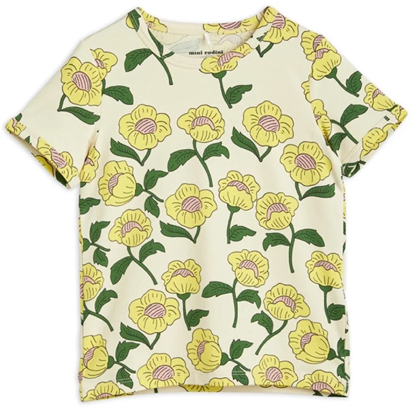 Luxury And Elegant Mini Rodini Flowers Aop T-shirt Yellow