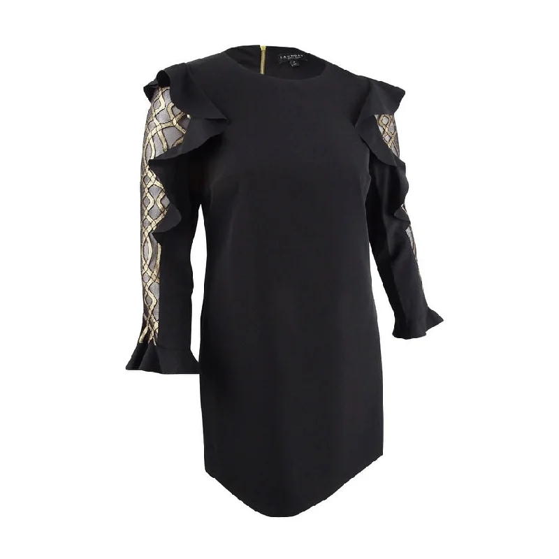Minimal Style Laundry by Shelli Segal Women's Ruffled Metallic-Inset Dress