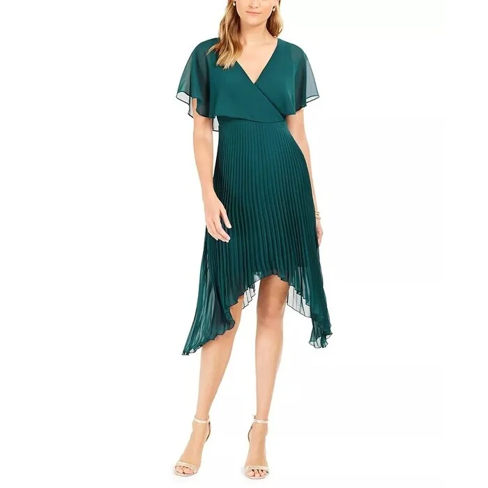 Relaxed Wear Kensie Women's Chiffon Pleated Dress Green Size 6