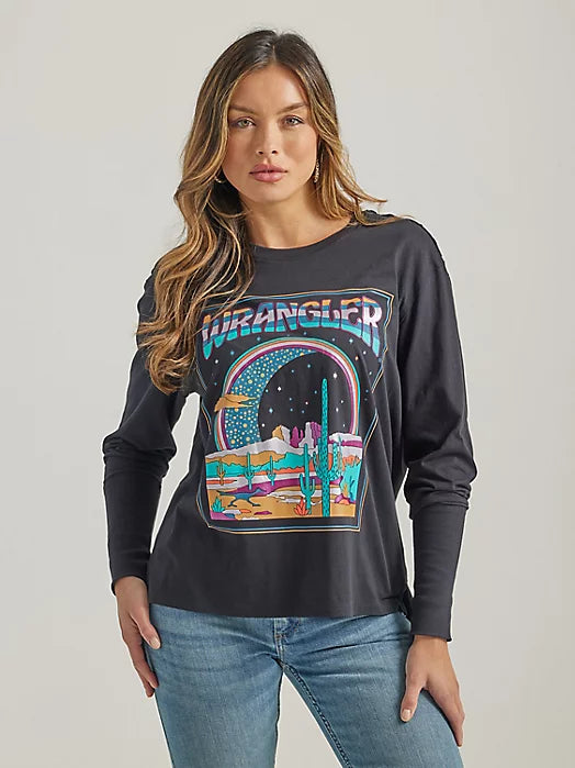 Fashionable Ease WRANGLER GRAPHIC BLACK BEAUTY LONG SLEEVE RELAXED TEE
