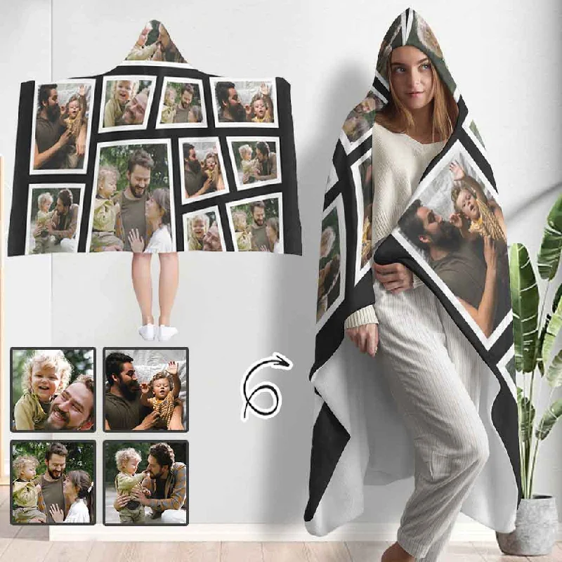 Casual Street Custom Photo Cape Hooded Blanket Shawl Blanket For Family