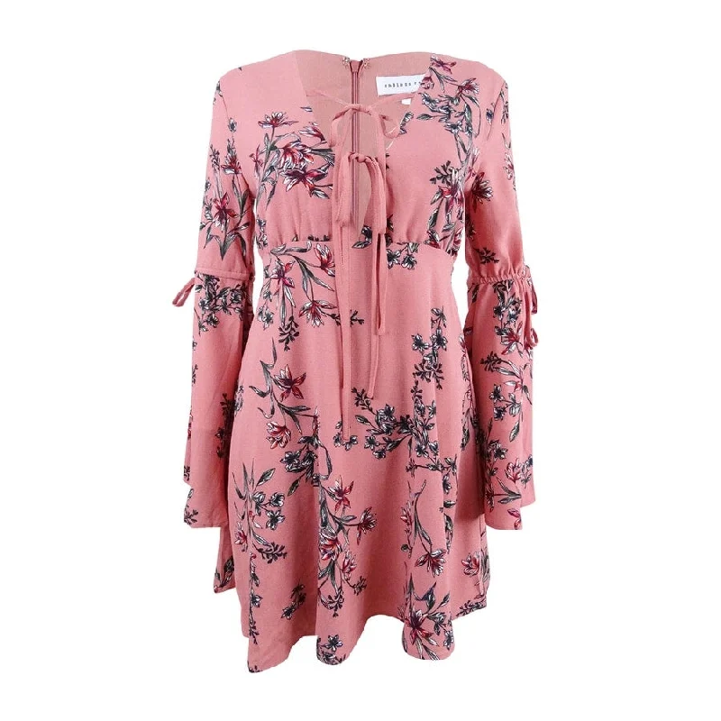 Lace Design Endless Rose Women's Floral-Print Bell-Sleeve Dress