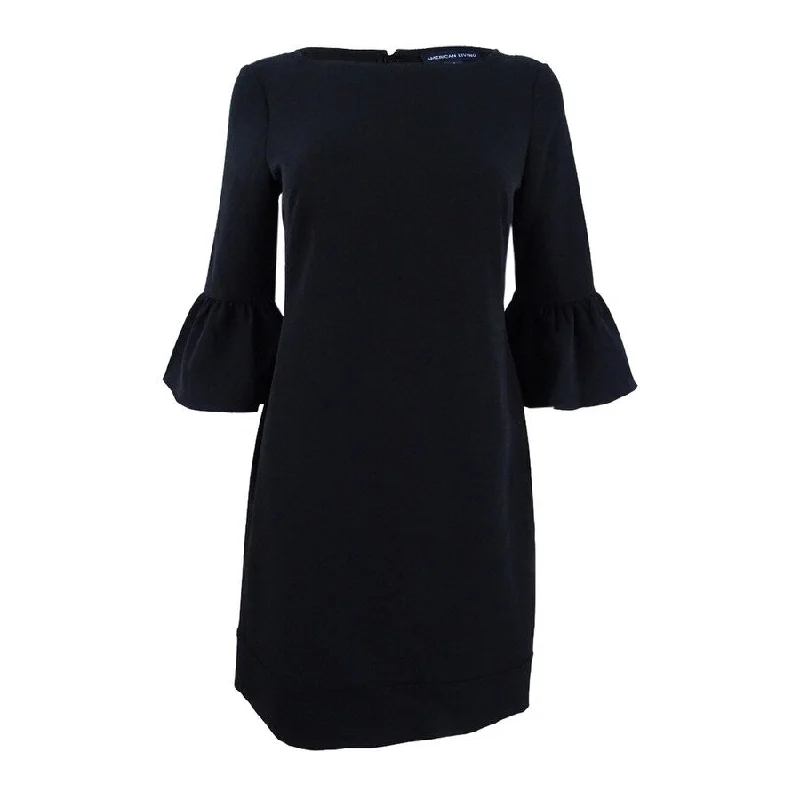 Stunning Fashion American Living Women's Bell-Sleeve Crepe Dress (8, Black)