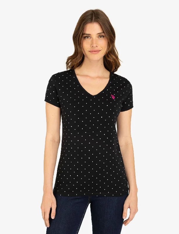 Youthful Street Fashion DOT V-NECK T-SHIRT