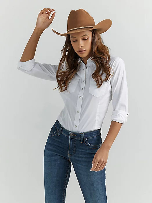 Comfortable Jackets WRANGLER WHITE ONE POINT FRONT AND BACK YOKES SOLID TOP