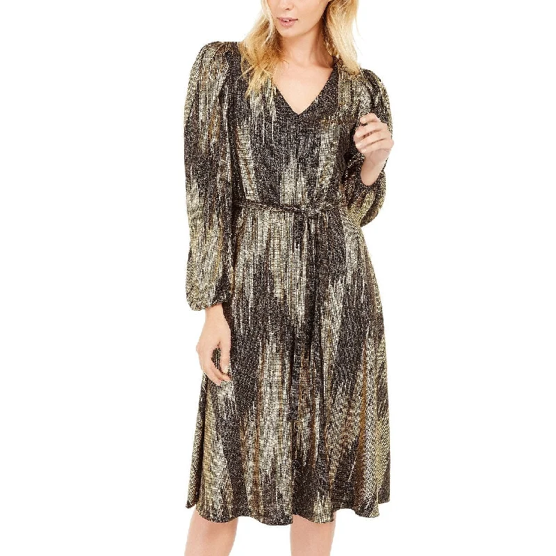 Comfortable Sweaters Calvin Klein Women's Belted Glitter Knit Dress Gray Size 4