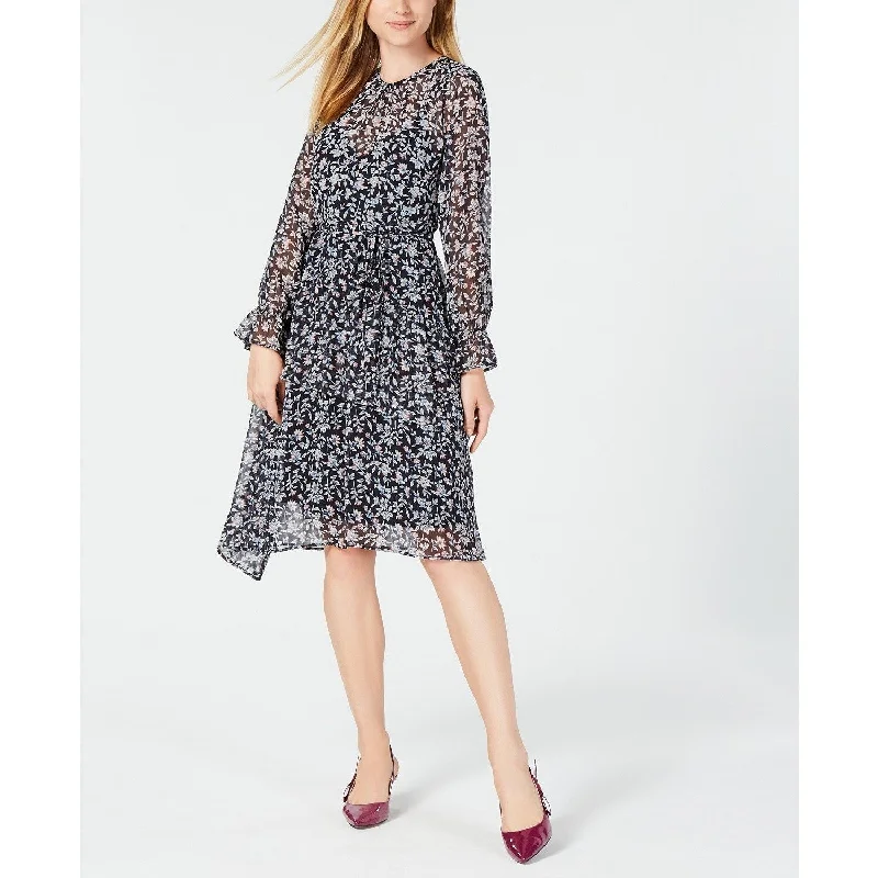 Casual Comfort Maison Jules Women's Floral Print Asymmetrical Dress Blue Notte Size 12 Casual Comfort Maison Jules Women's Floral Print Asymmetrical Dress Blue Notte Size 12