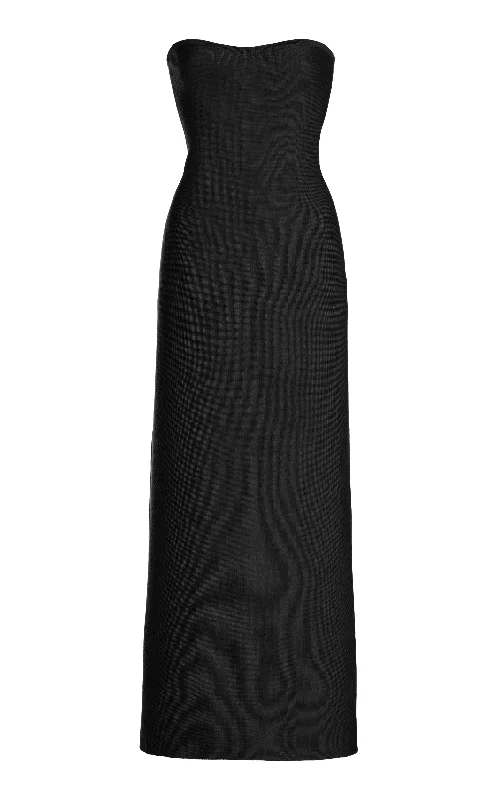 Short Design Calderon Knit Maxi Dress in Black Merino Wool Cashmere
