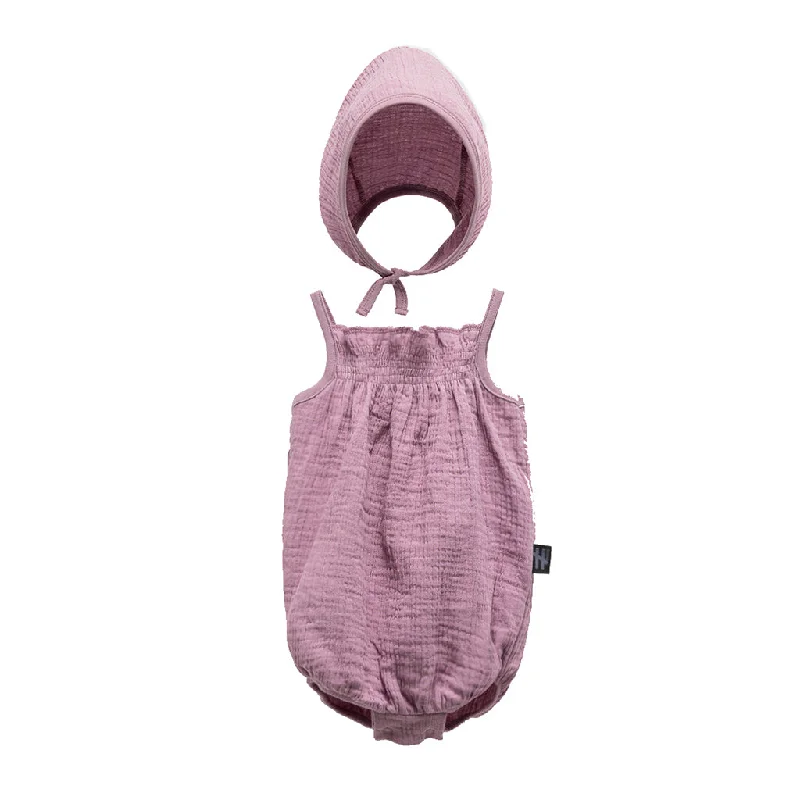 Light And Breathable Purple Bodysuit & Cap Set
