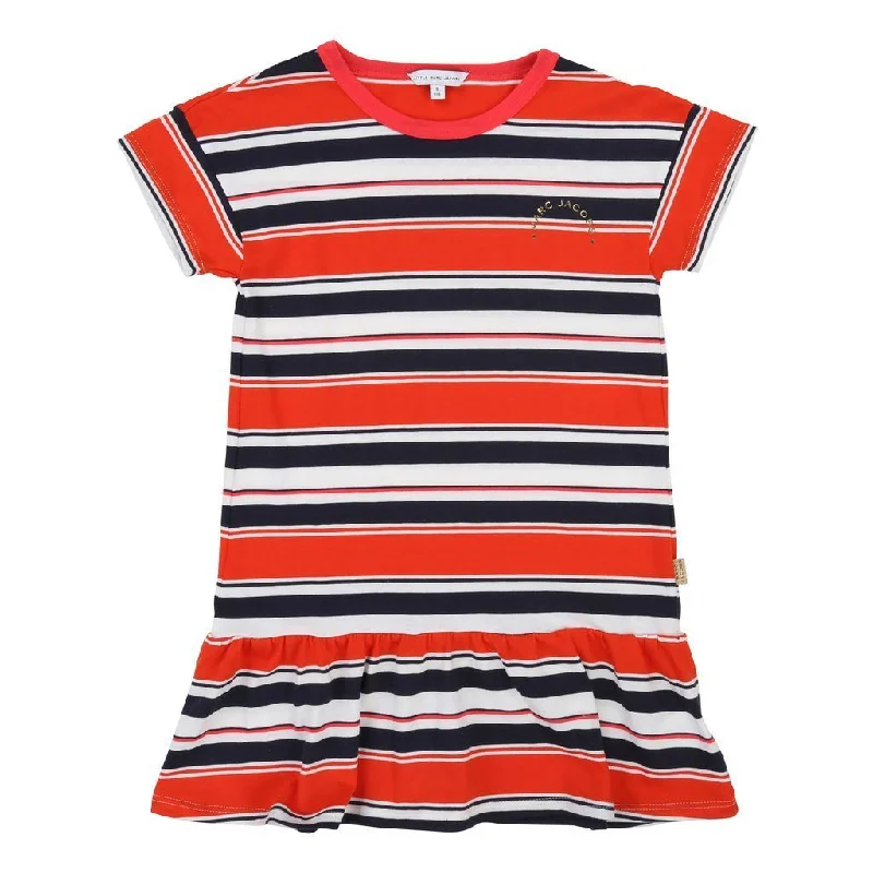 Relaxed And Casual ORANGE NAVY STRIPED DRESS