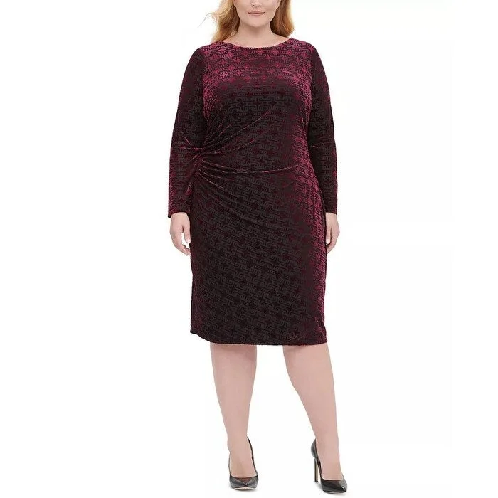 Versatile Casuals Tommy Hilfiger Women's Velvet Burnout Sheath Dress Red Size PS - Petite Small Versatile Casuals Tommy Hilfiger Women's Velvet Burnout Sheath Dress Red Size PS - Petite Small