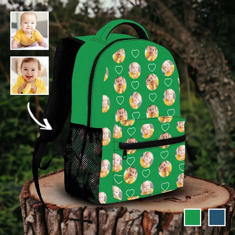 Urban Style Custom Photo Love Printed Green Backpack Make Your Own Fun Design Casual Backpack Urban Style Custom Photo Love Printed Green Backpack Make Your Own Fun Design Casual Backpack