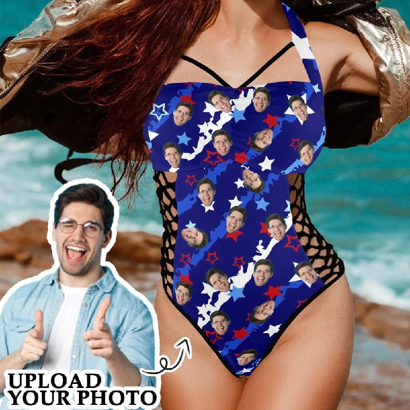 Personalized Clothing Custom Face Star Women's Sexy One Pieces Swimsuit Lace Up Side Halter Back Tie Swimsuit Face Bathing Suit Personalized Clothing Custom Face Star Women's Sexy One Pieces Swimsuit Lace Up Side Halter Back Tie Swimsuit Face Bathing Suit