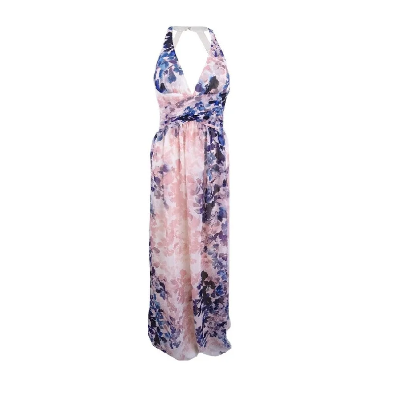 Fashion Design SL Fashions Women's Floral-Print A-Line Gown (8, Multi)