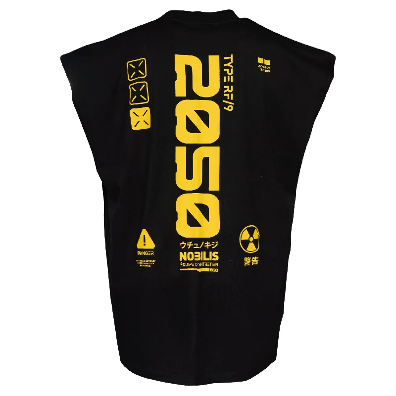 Soft Layers Y-2050 Black Oversized Sleeveless T