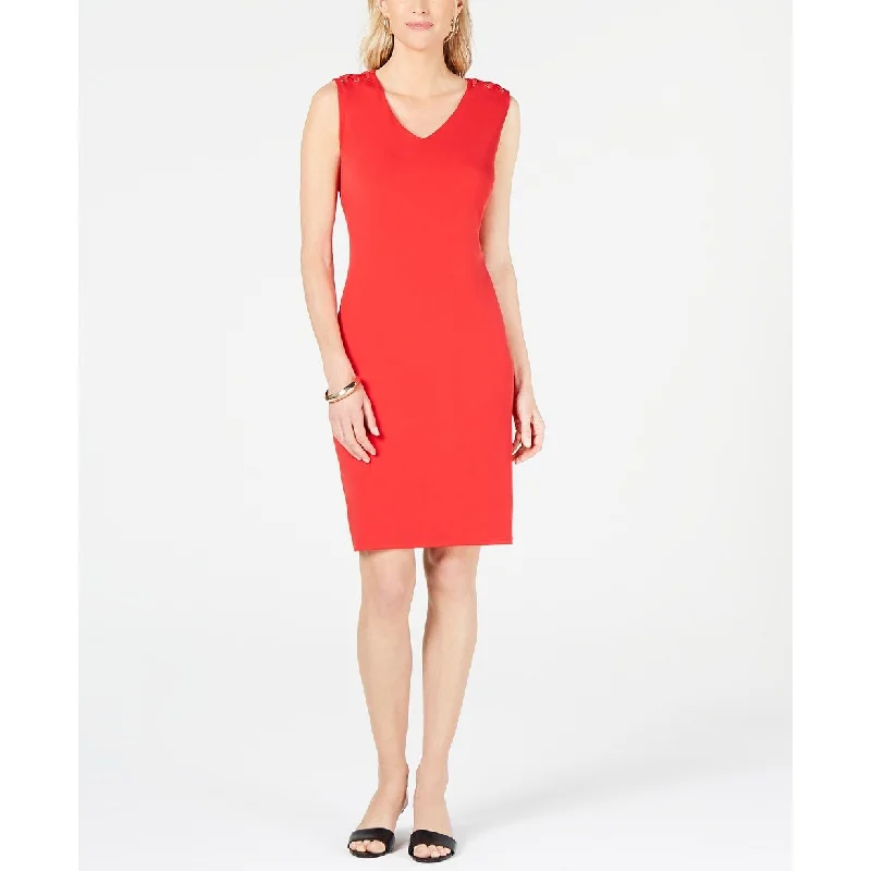 Cozy Knits JM Collection Women's Collection Laced-Shoulder Dress Red Size Petite Small Cozy Knits JM Collection Women's Collection Laced-Shoulder Dress Red Size Petite Small