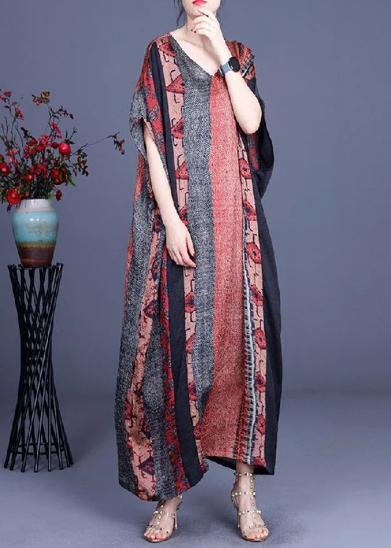Wearable At Home Or Out Unique Orange Print Patchwork Summer Silk Maxi Dresses Batwing Sleeve Wearable At Home Or Out Unique Orange Print Patchwork Summer Silk Maxi Dresses Batwing Sleeve