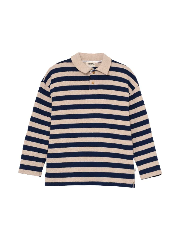 Classic Design Collared Stripe Sweatshirt