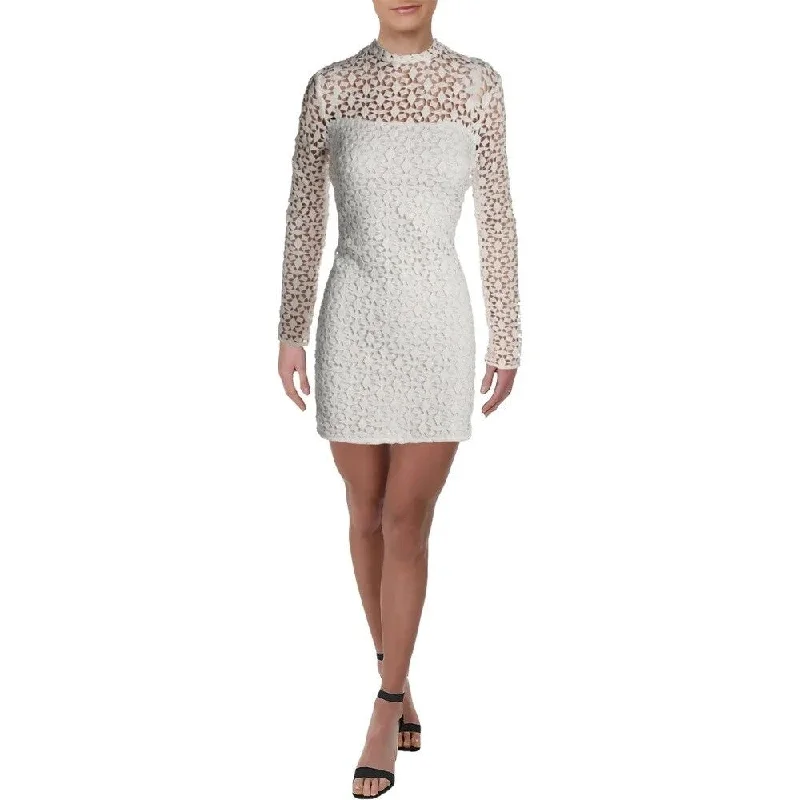 Cozy Pants Aqua Women's Geometric Lace Sheath Dress White Size Large