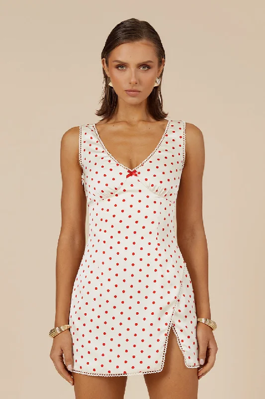 Knowledge And Elegance TERESA MINI DRESS - WHITE DOT