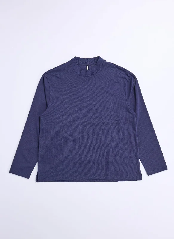 Age-reducing Style Mercerized Cotton Mock Neck Tee (T-05)