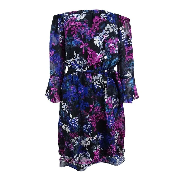 Fashionable Items Rachel Roy Women's Printed Belted Off-The-Shoulder Dress