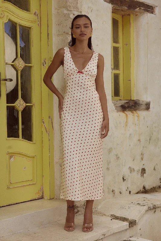 High-end Design LIVI MIDI DRESS - WHITE/RED