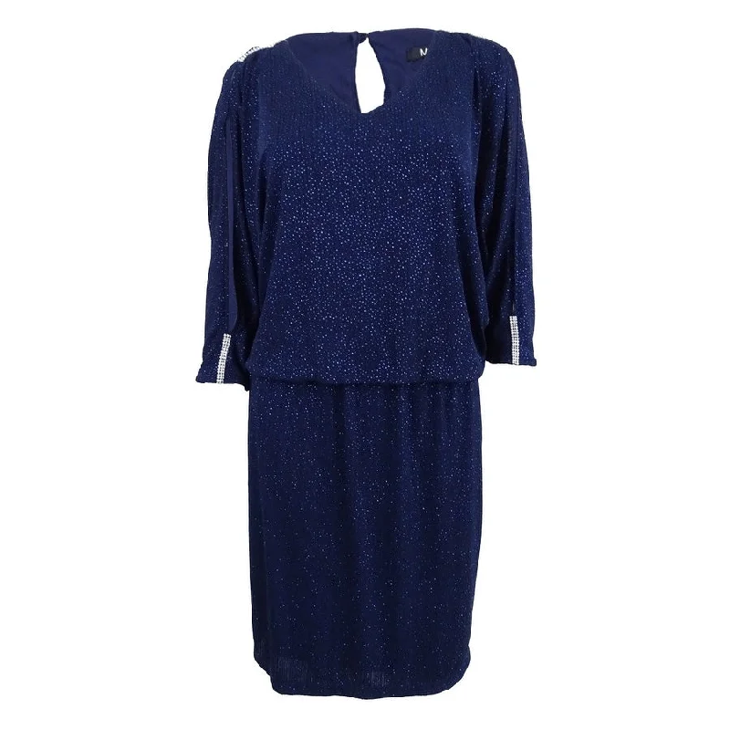 Modernism Msk Women's Embellished Cold-Shoulder Blouson Dress