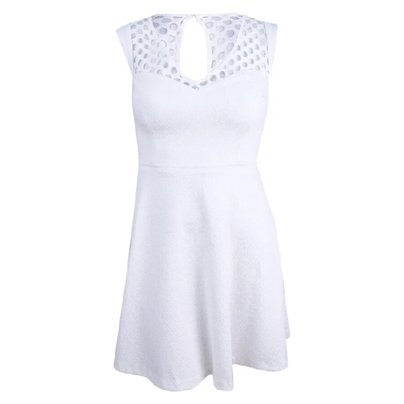 Easy Chic Betsey Johnson Women's Lattice-Trim Fit & Flare Dress (0, Ivory)