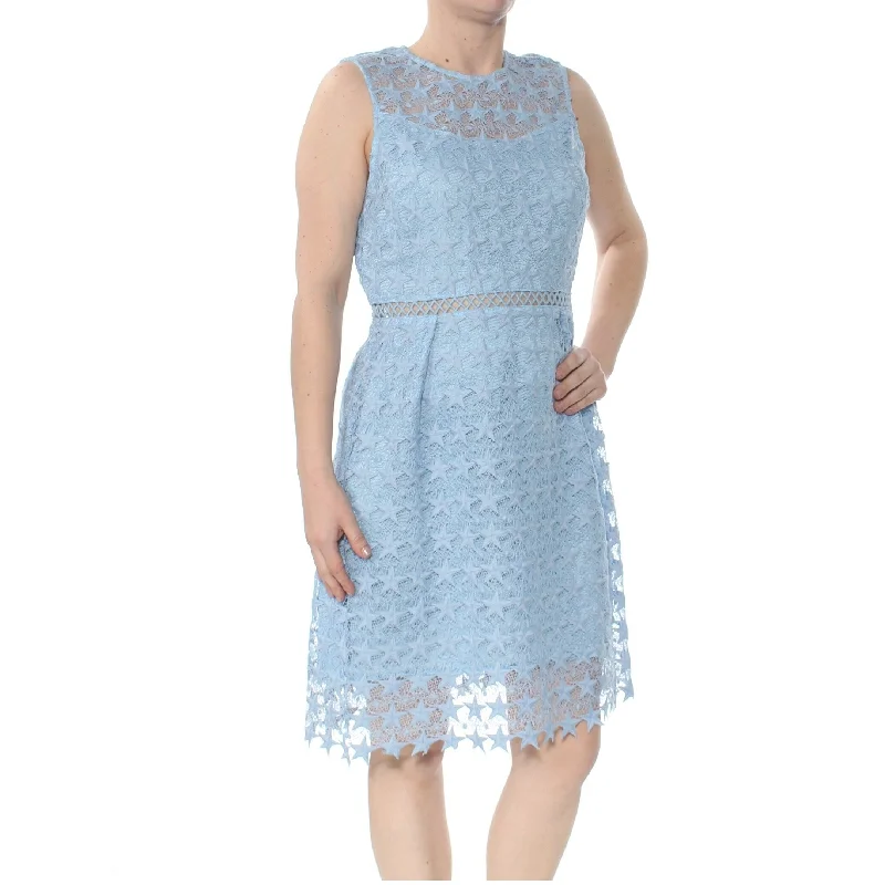 Breezy Style Maison Jules Star-Pattern Lace Fit Flare Light French Blue Size 4