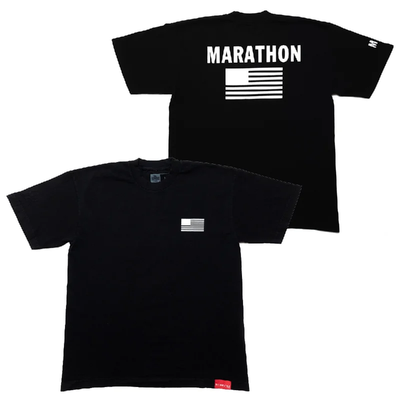 Comfortable Series TMC Color Block Flag T-shirt - Black/White