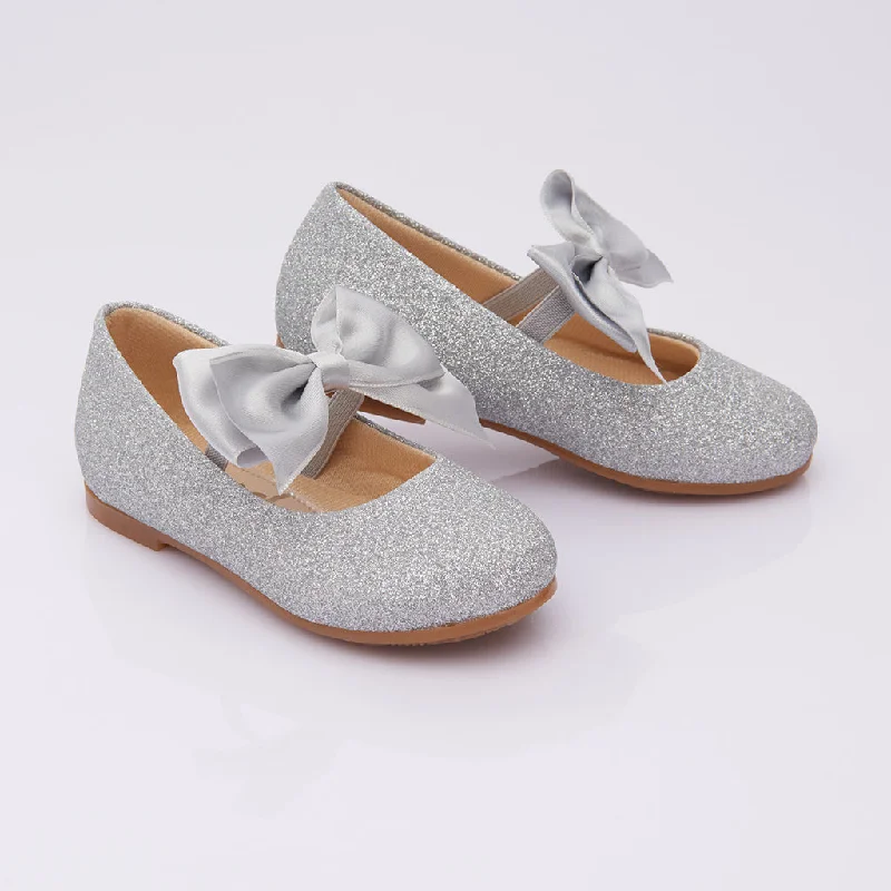 Fashion Comfort Silver Baby Bow Flats