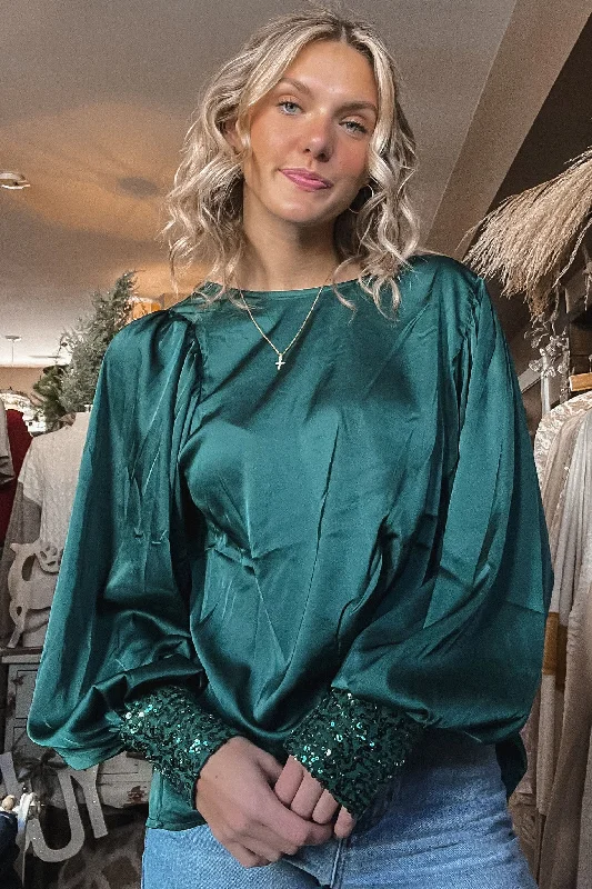 Sienna Green Sequin Blouse