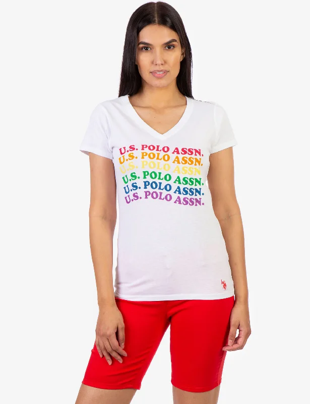 Elegant And Noble USPA RAINBOW WAVE GRAHIC T-SHIRT