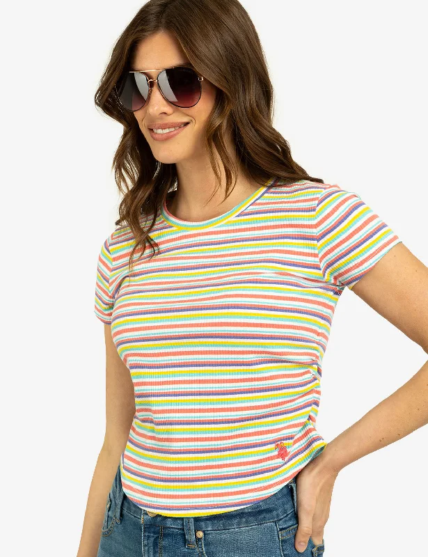 Fashion Wear STRIPE RUCHED SIDE TOP