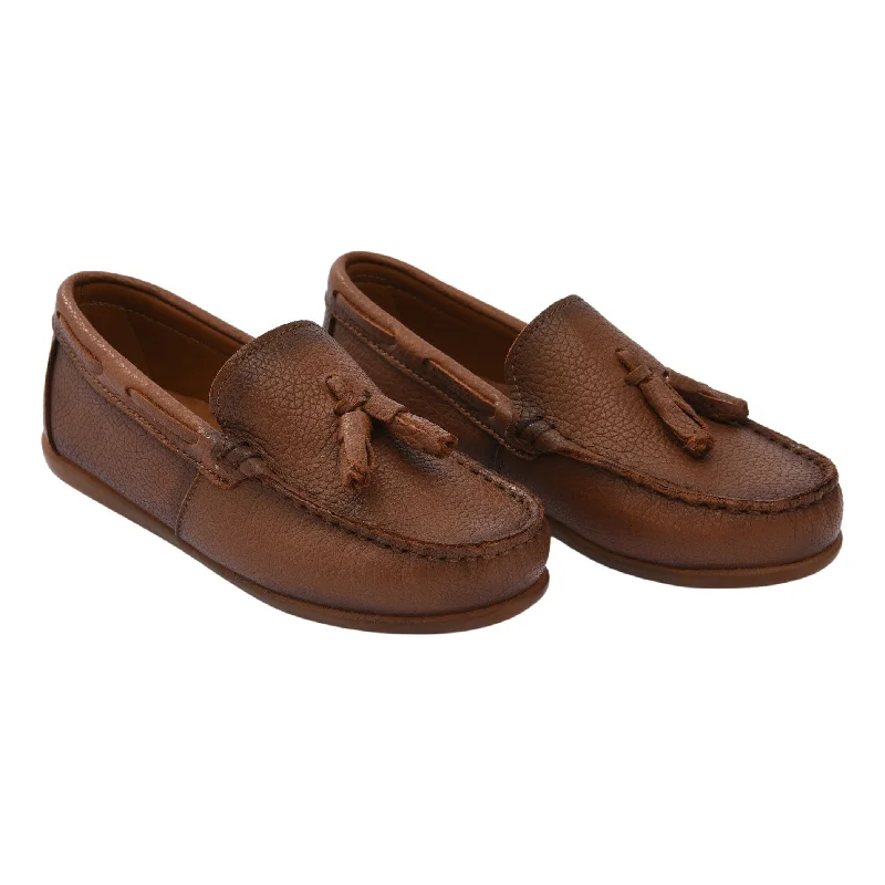Avant-garde Design Brown Leather Tassel Loafers