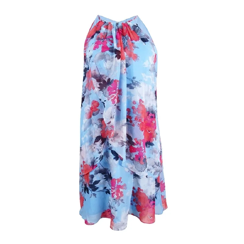 Editorial Design SL Fashions Women's Printed Chiffon Overlay Shift Dress